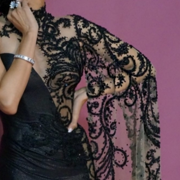 Vienna Prom Red Asymmetrical Neck Dress 10 - Picture 9 of 11